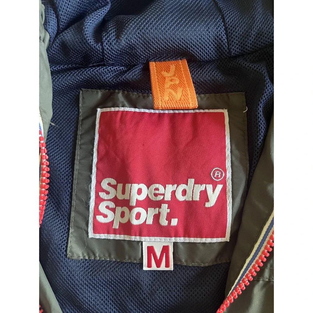 Superdry Sport Mens Black Nylon Streetwear Rain Jacket Size M Medium Windbreaker